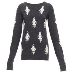 Pull bateau à manches longues intarsia rocket gris PRADA 2016 taille IT 42 M