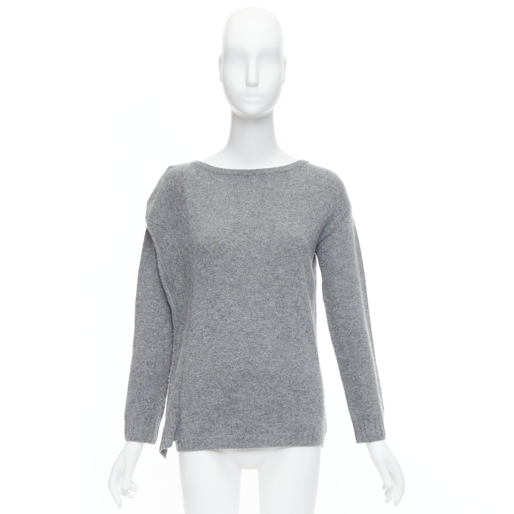 PRADA 2016 pull asymétrique à panneaux latéraux en laine grise et cachemire IT38 XS en vente 5