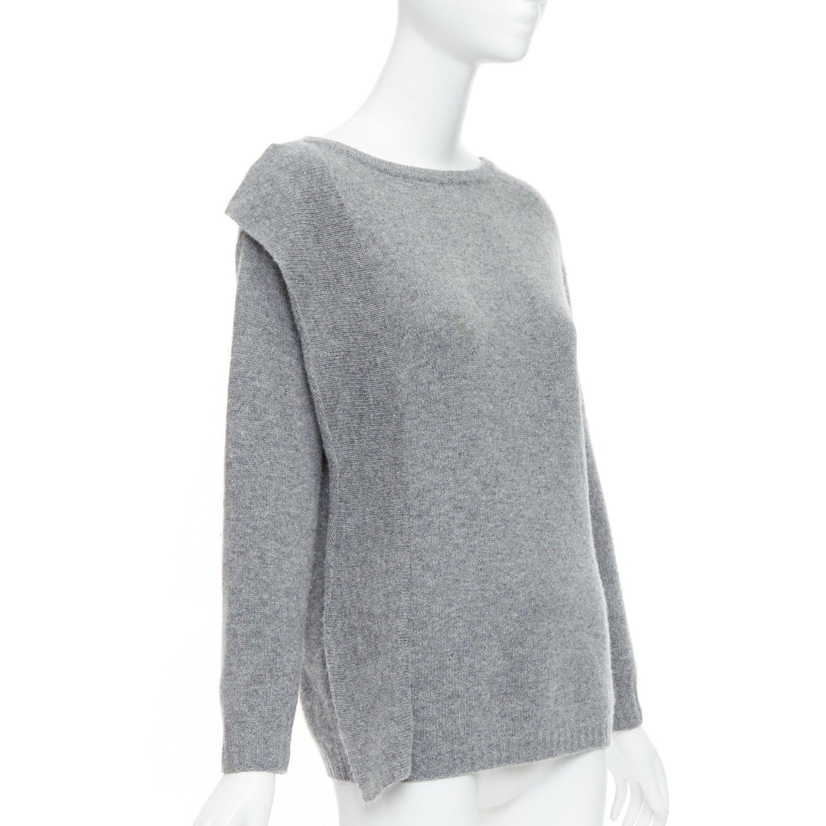 Gris PRADA 2016 pull asymétrique à panneaux latéraux en laine grise et cachemire IT38 XS en vente