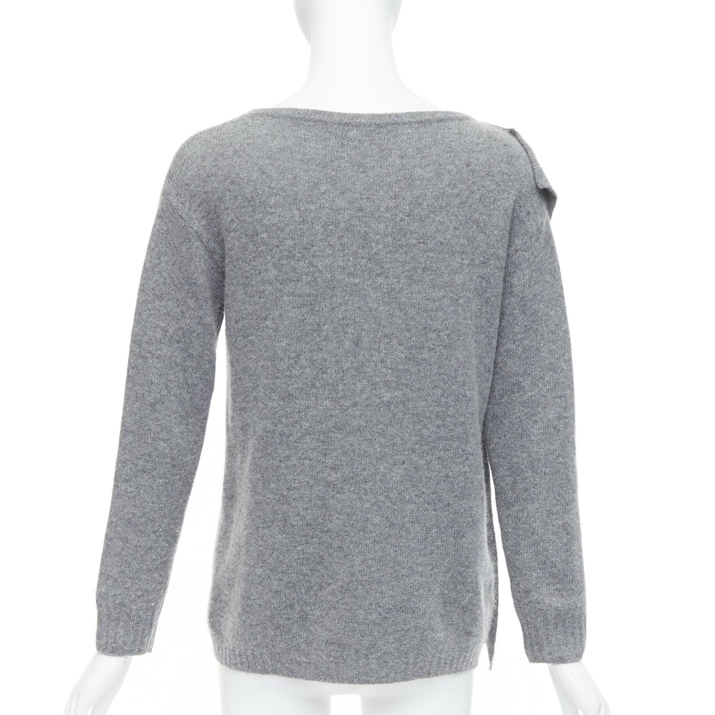 PRADA 2016 pull asymétrique à panneaux latéraux en laine grise et cachemire IT38 XS Pour femmes en vente