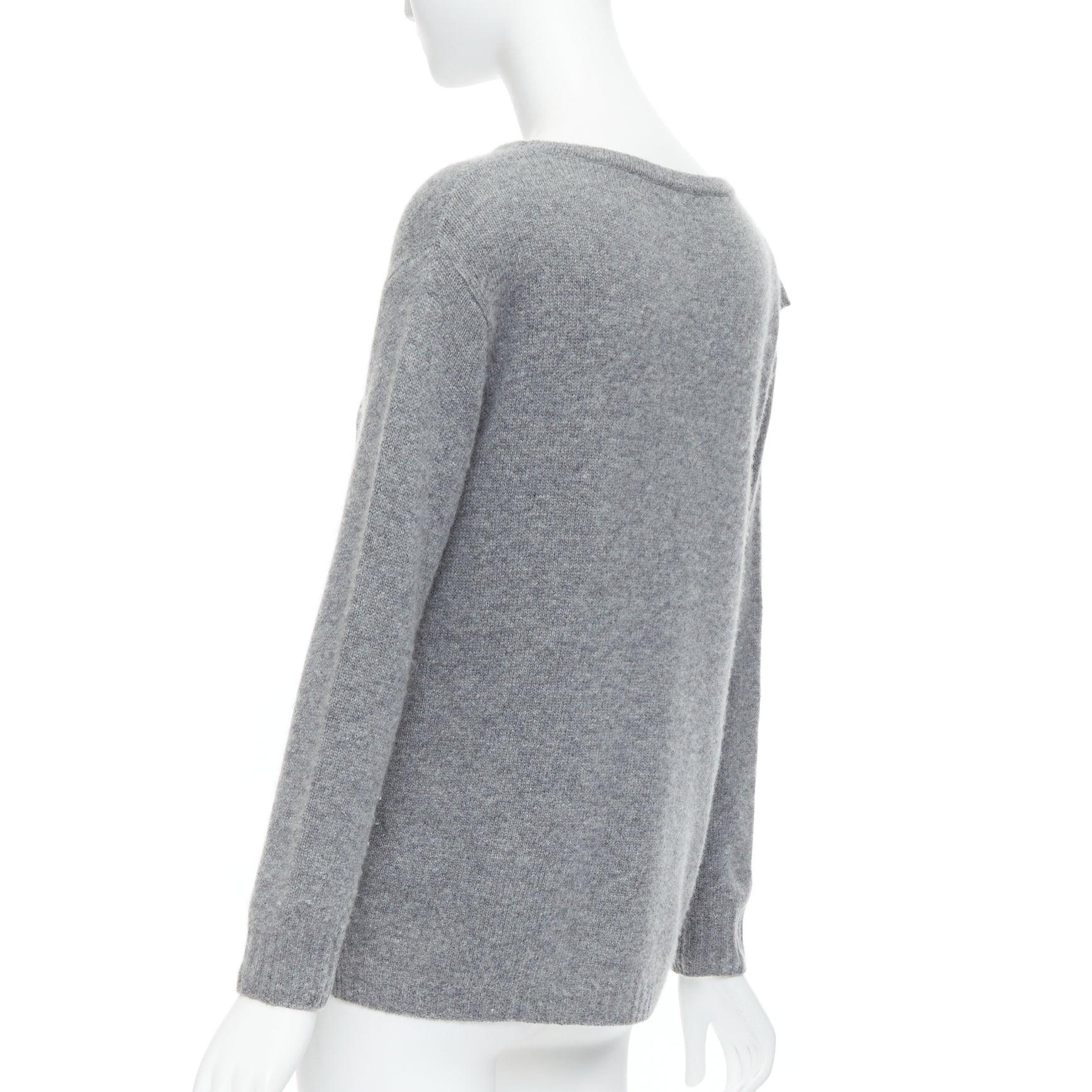 PRADA 2016 pull asymétrique à panneaux latéraux en laine grise et cachemire IT38 XS en vente 1