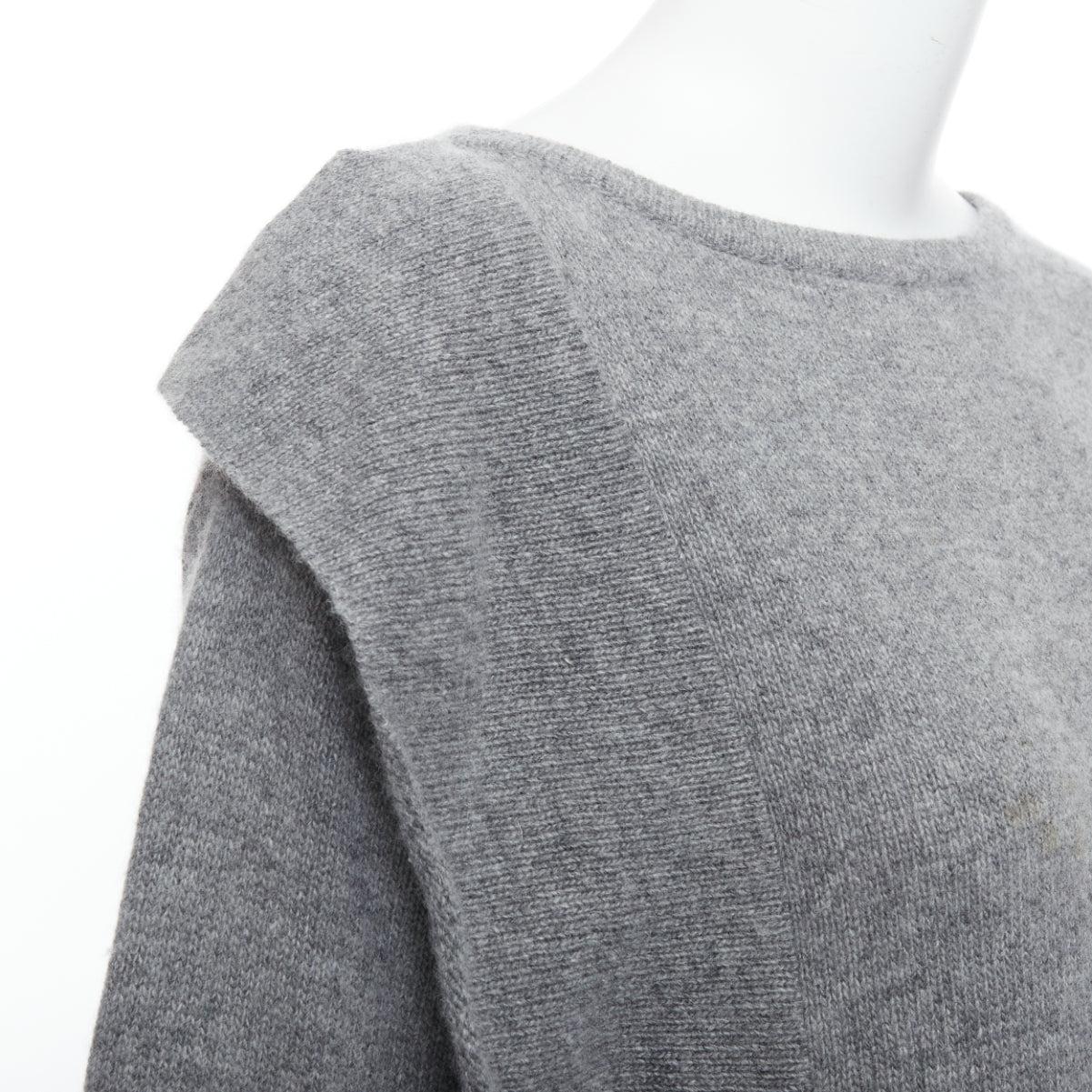 PRADA 2016 pull asymétrique à panneaux latéraux en laine grise et cachemire IT38 XS en vente 2