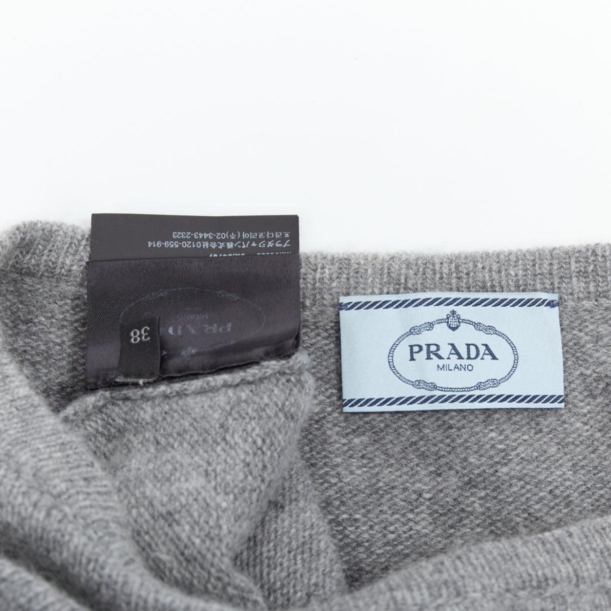 PRADA 2016 pull asymétrique à panneaux latéraux en laine grise et cachemire IT38 XS en vente 3