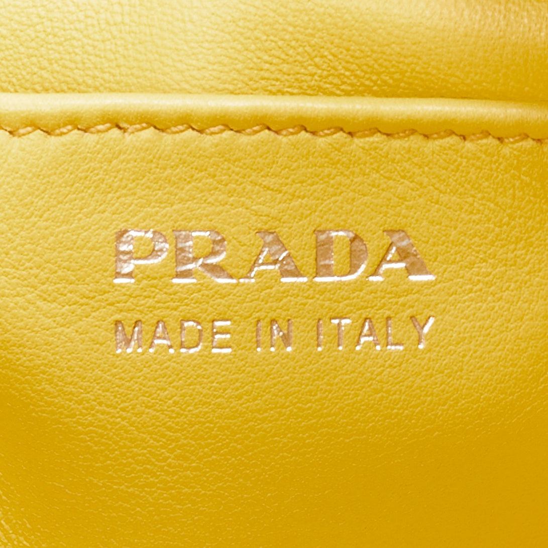 PRADA 2016 Inside Bauletto white rabbit arrows yellow leather bag For Sale 5