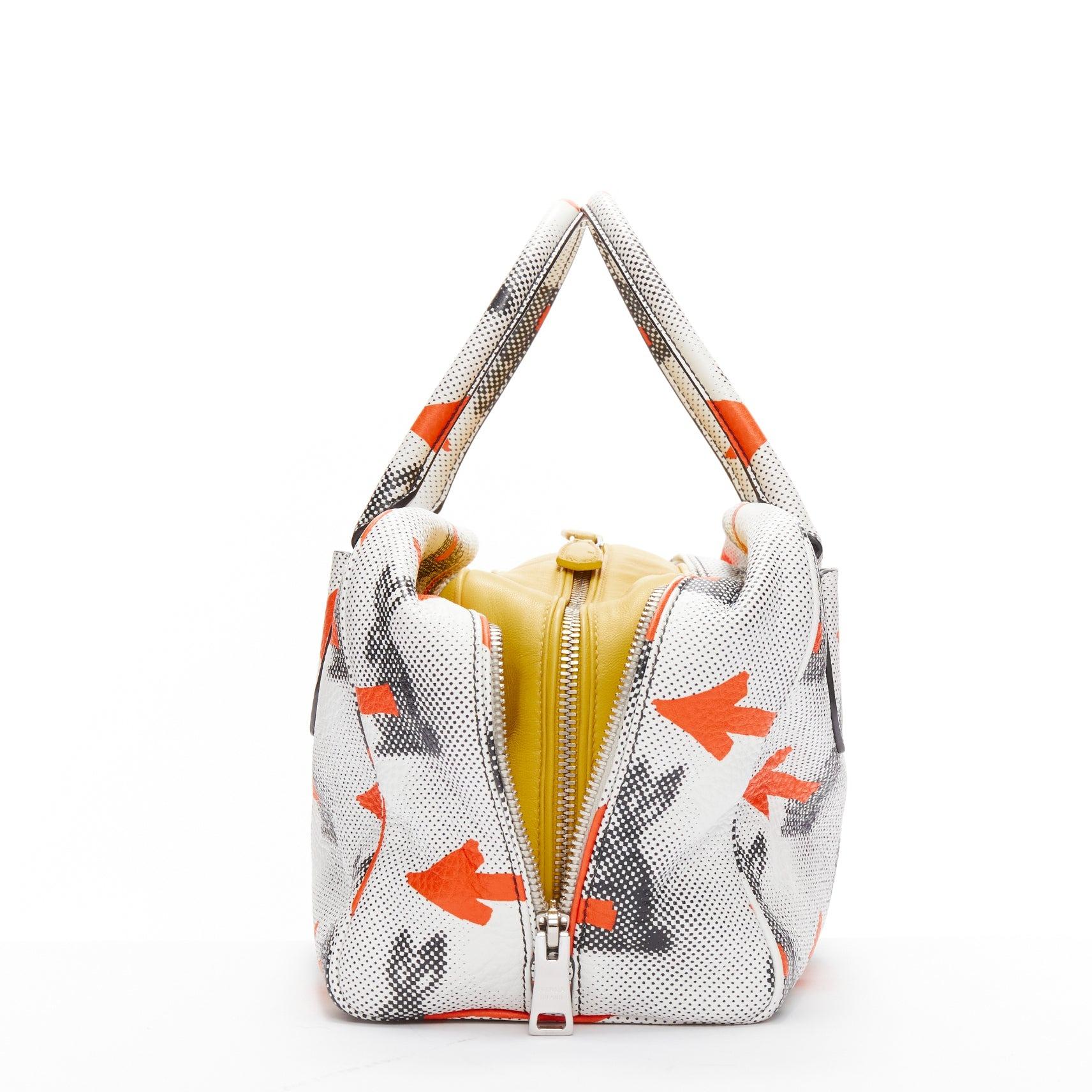 PRADA 2016 Inside Bauletto white rabbit arrows yellow leather bag In Good Condition For Sale In Hong Kong, NT