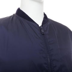 PRADA 2016 navy nylon zip pockets padded down oversized bomber jacket IT52 XL