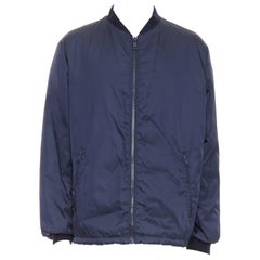 PRADA 2016 navy nylon zip pockets padded down oversized bomber jacket IT52 XL