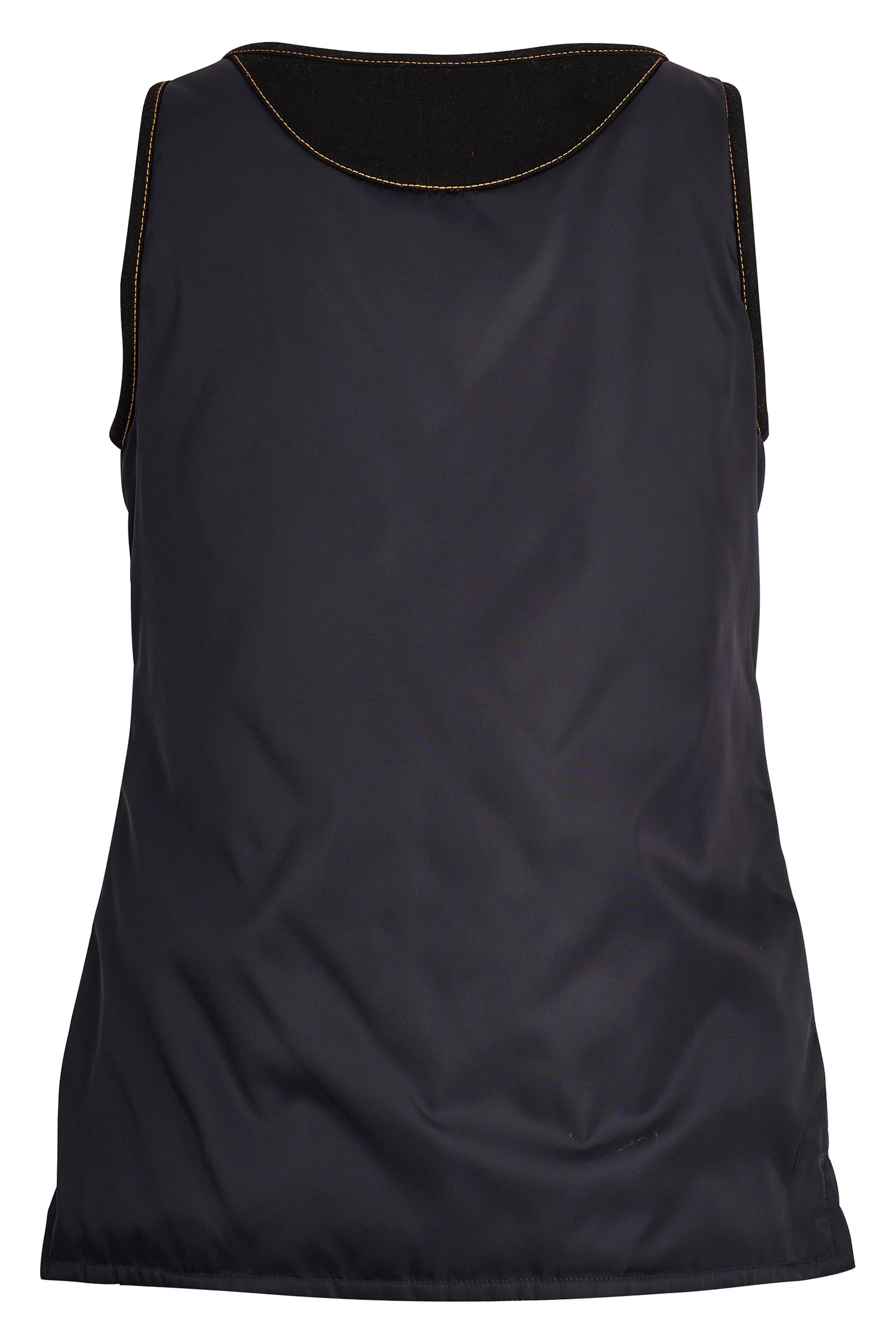 Nero Prada 2016 Gilet senza maniche con zip in nylon blu navy in vendita