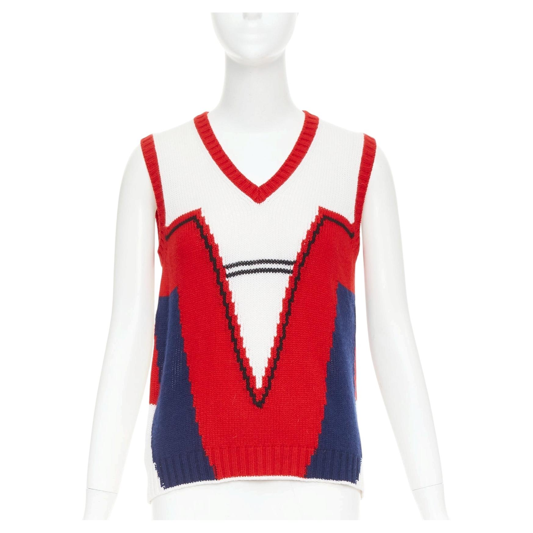 PRADA 2016 Runway cashmere geometric colorblocked intarsia sweater vest IT38 XS