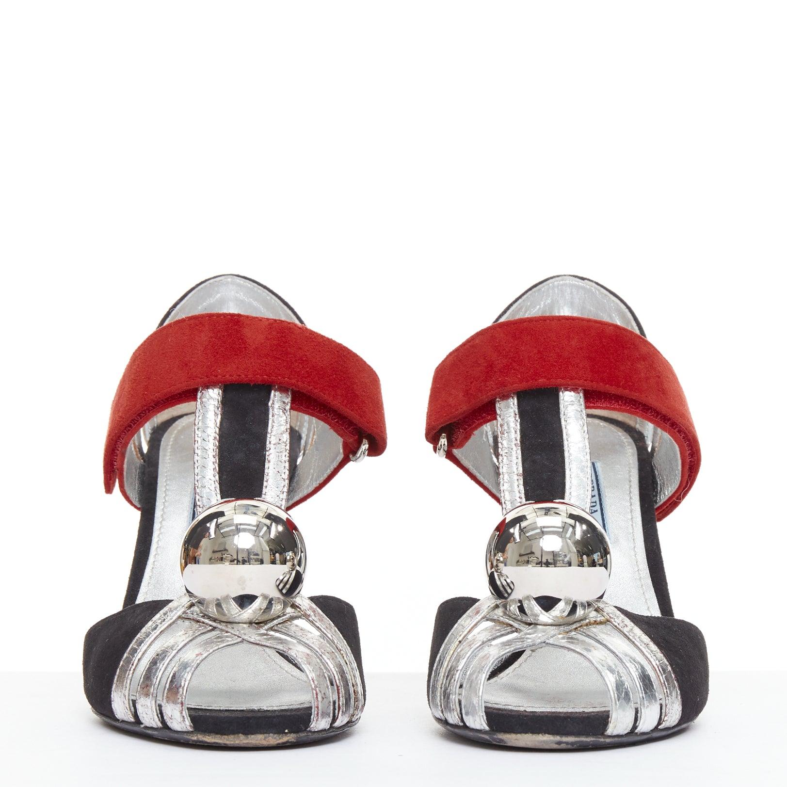 Noir PRADA 2016 Runway miroir dôme ball rouge noir mixte architecturale talons EU37,5. en vente