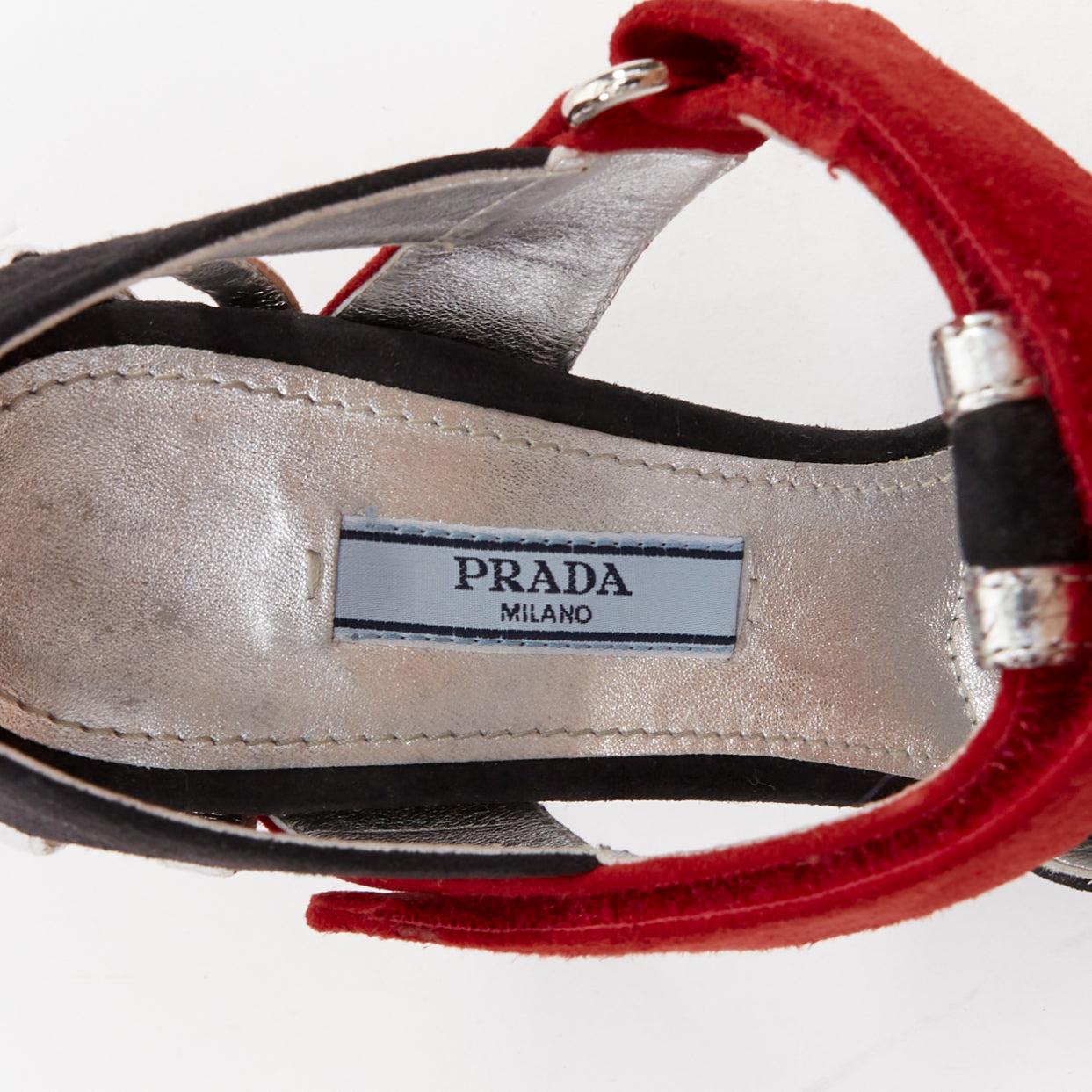 PRADA 2016 Runway miroir dôme ball rouge noir mixte architecturale talons EU37,5. en vente 3
