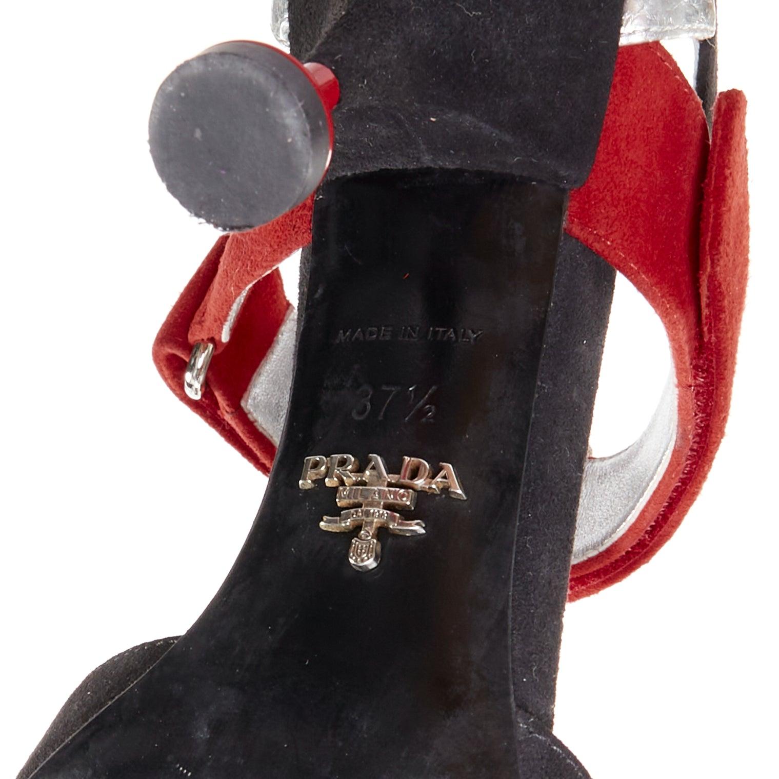 PRADA 2016 Runway miroir dôme ball rouge noir mixte architecturale talons EU37,5. en vente 4