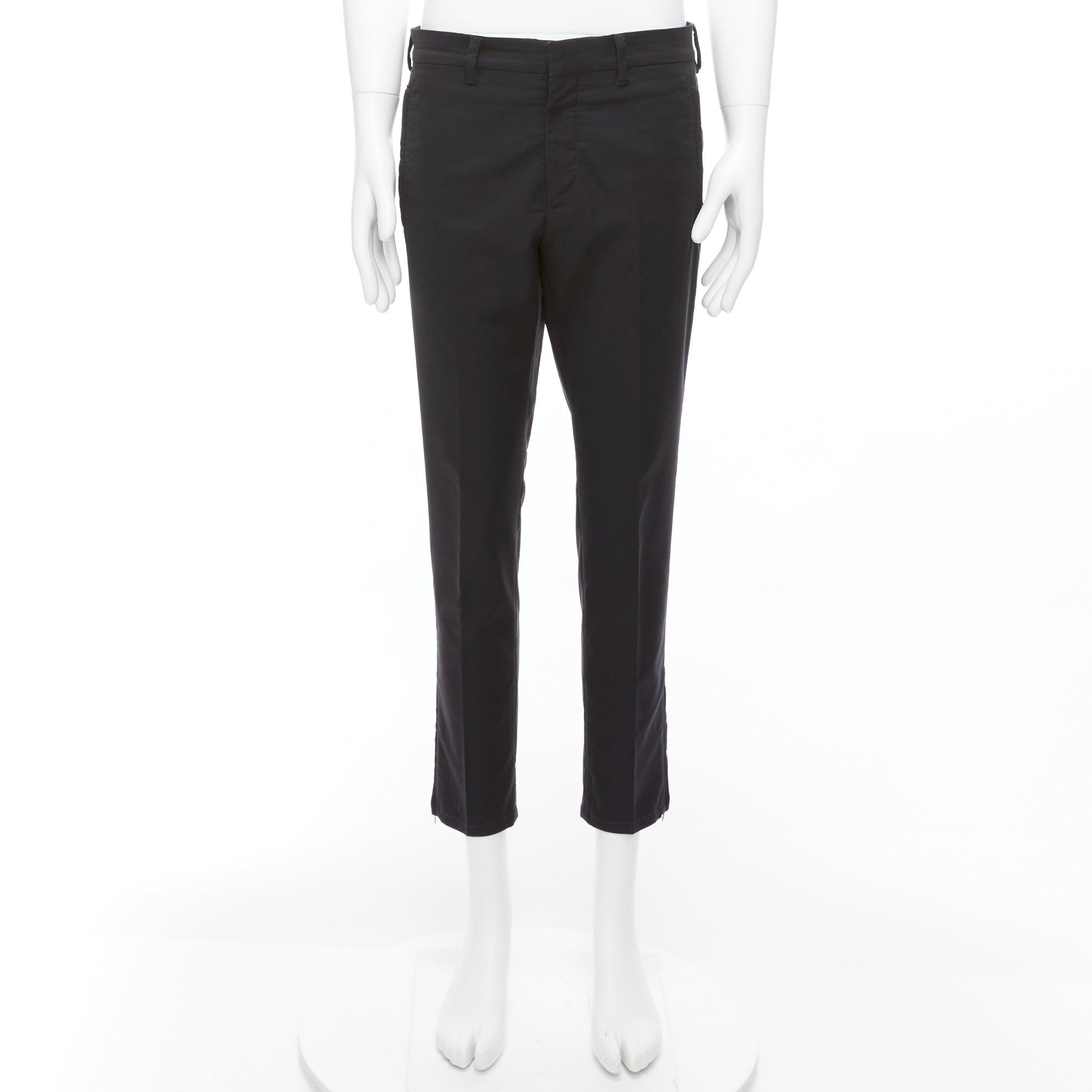 PRADA 2017 black nylon side zip tapered cropped dress pants IT48 M For Sale 6