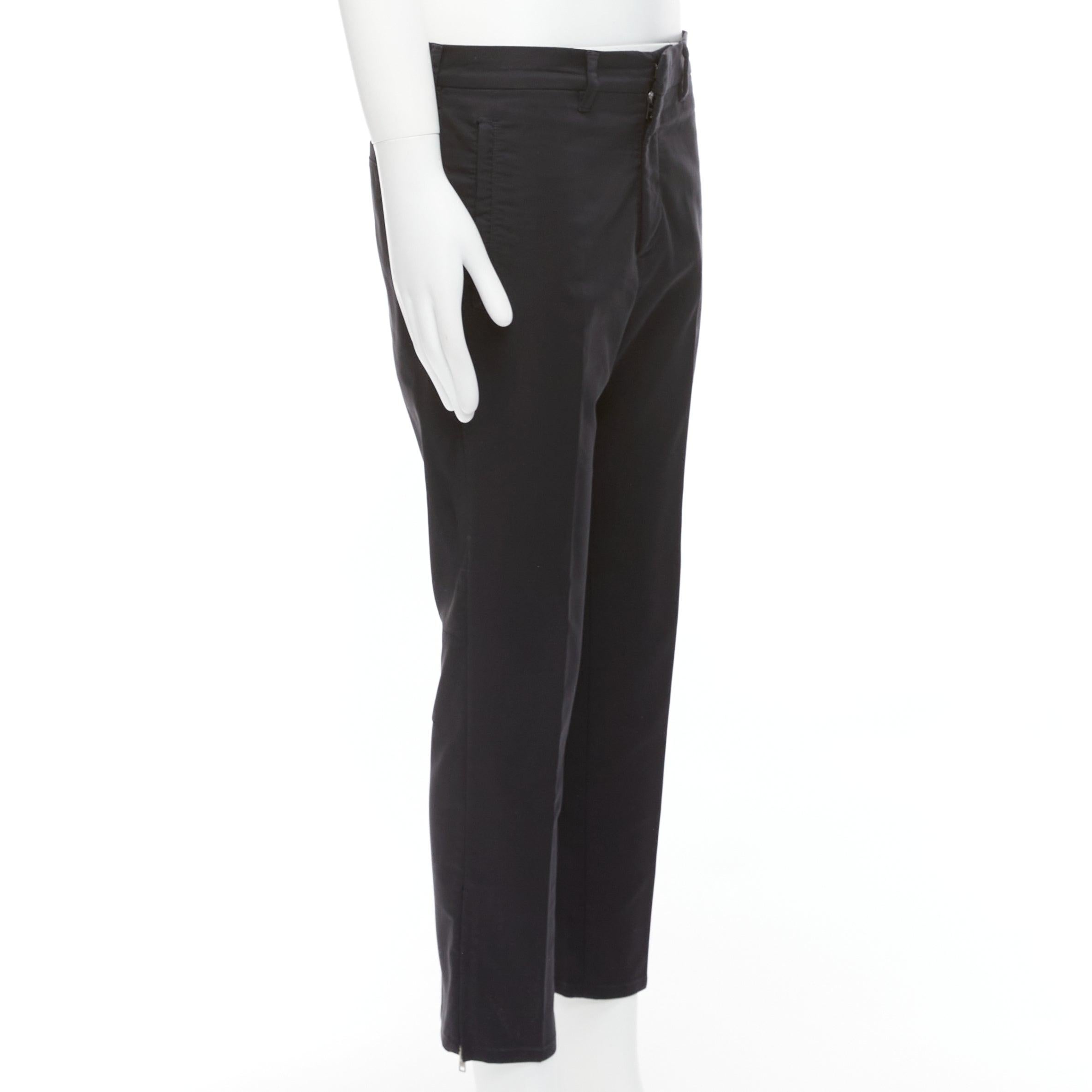 PRADA 2017 black nylon side zip tapered cropped dress pants IT48 M In Fair Condition For Sale In Hong Kong, NT