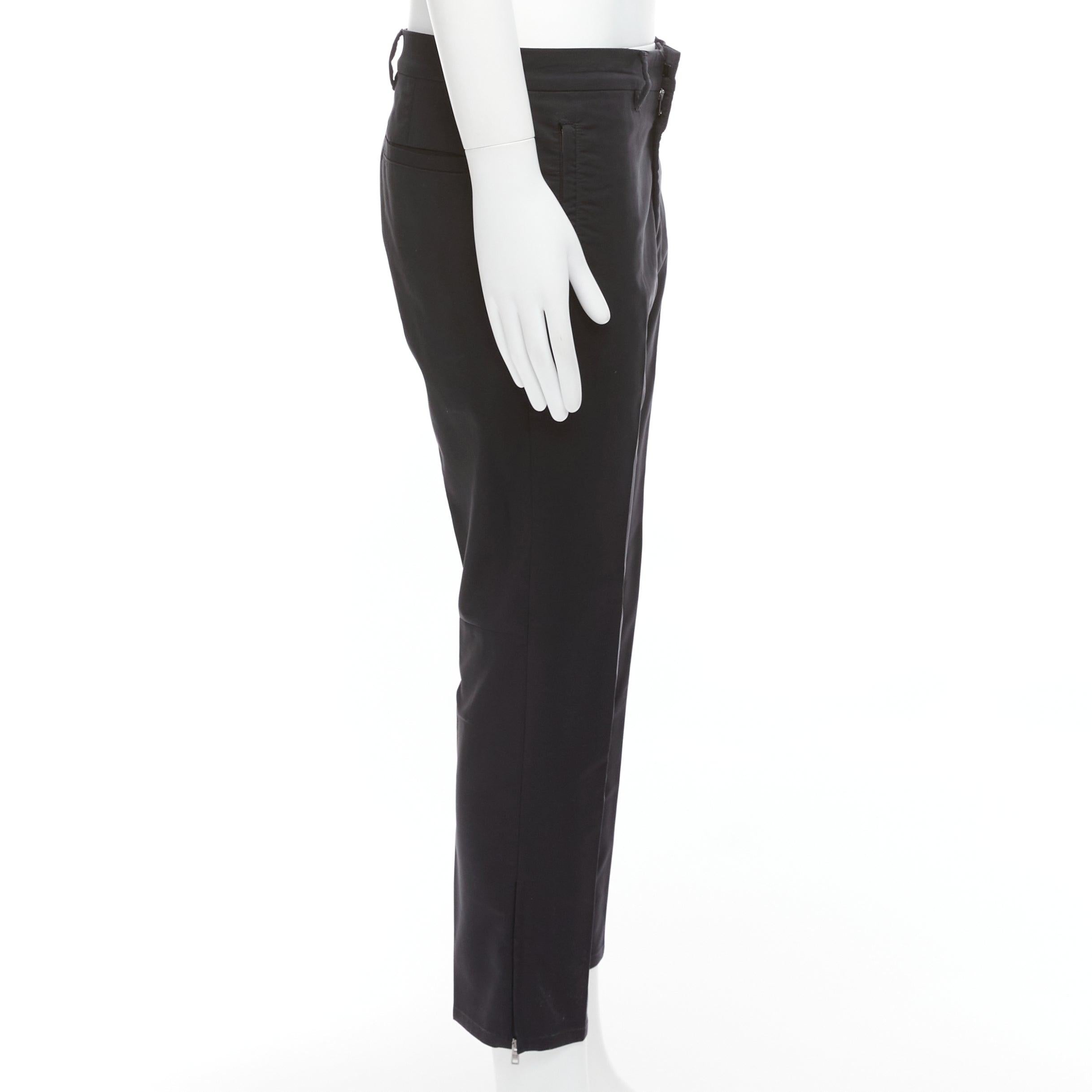 Men's PRADA 2017 black nylon side zip tapered cropped dress pants IT48 M For Sale