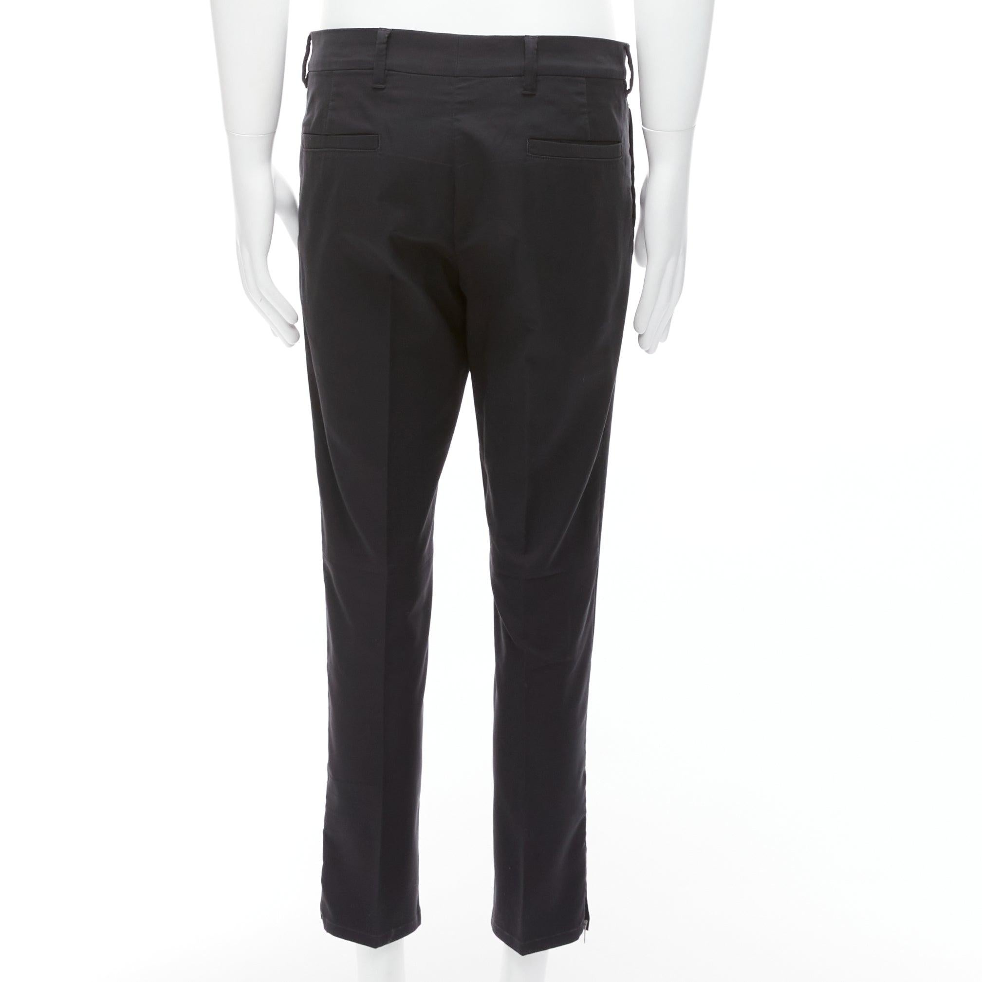 Men's PRADA 2017 black nylon side zip tapered cropped dress pants IT48 M