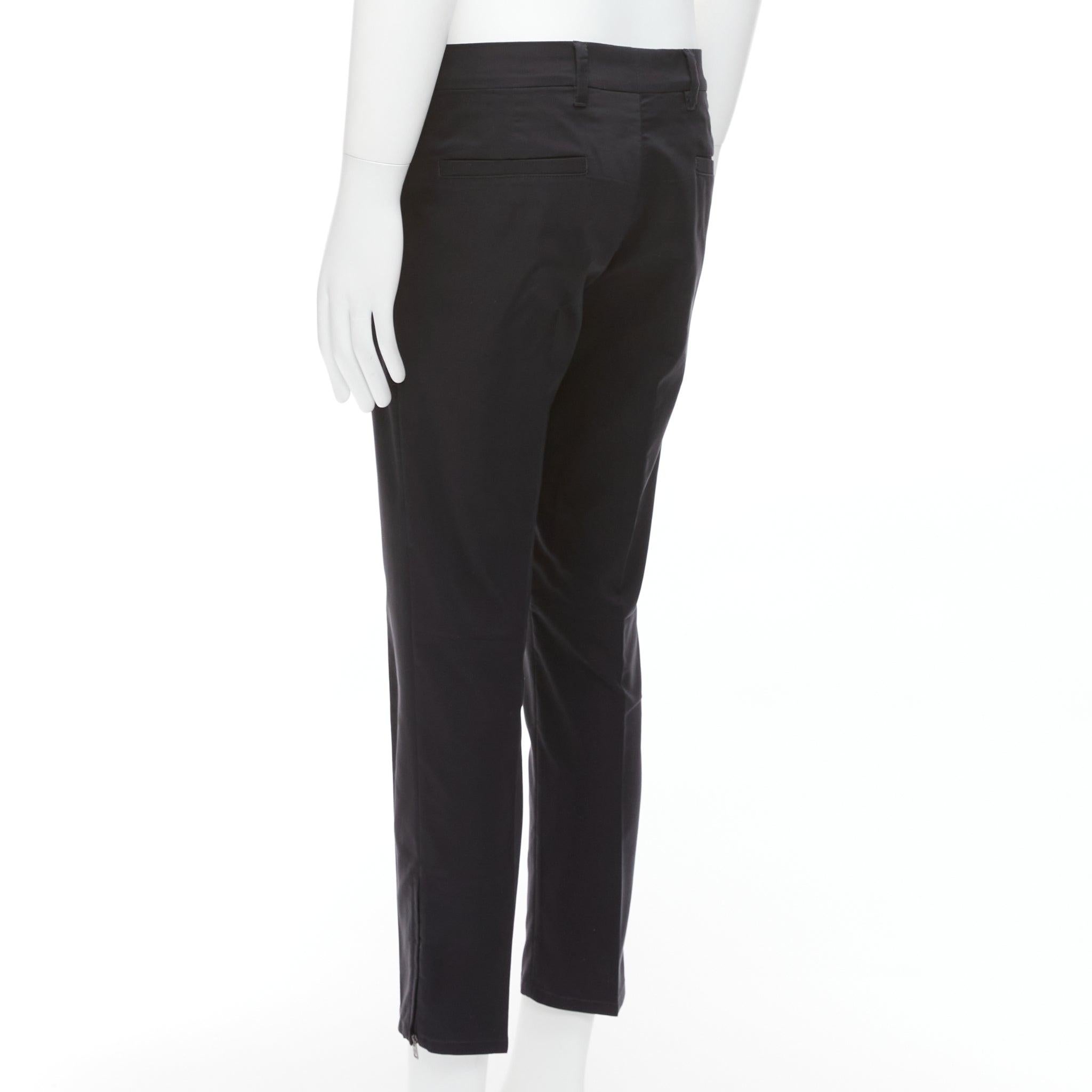 PRADA 2017 black nylon side zip tapered cropped dress pants IT48 M For Sale 2