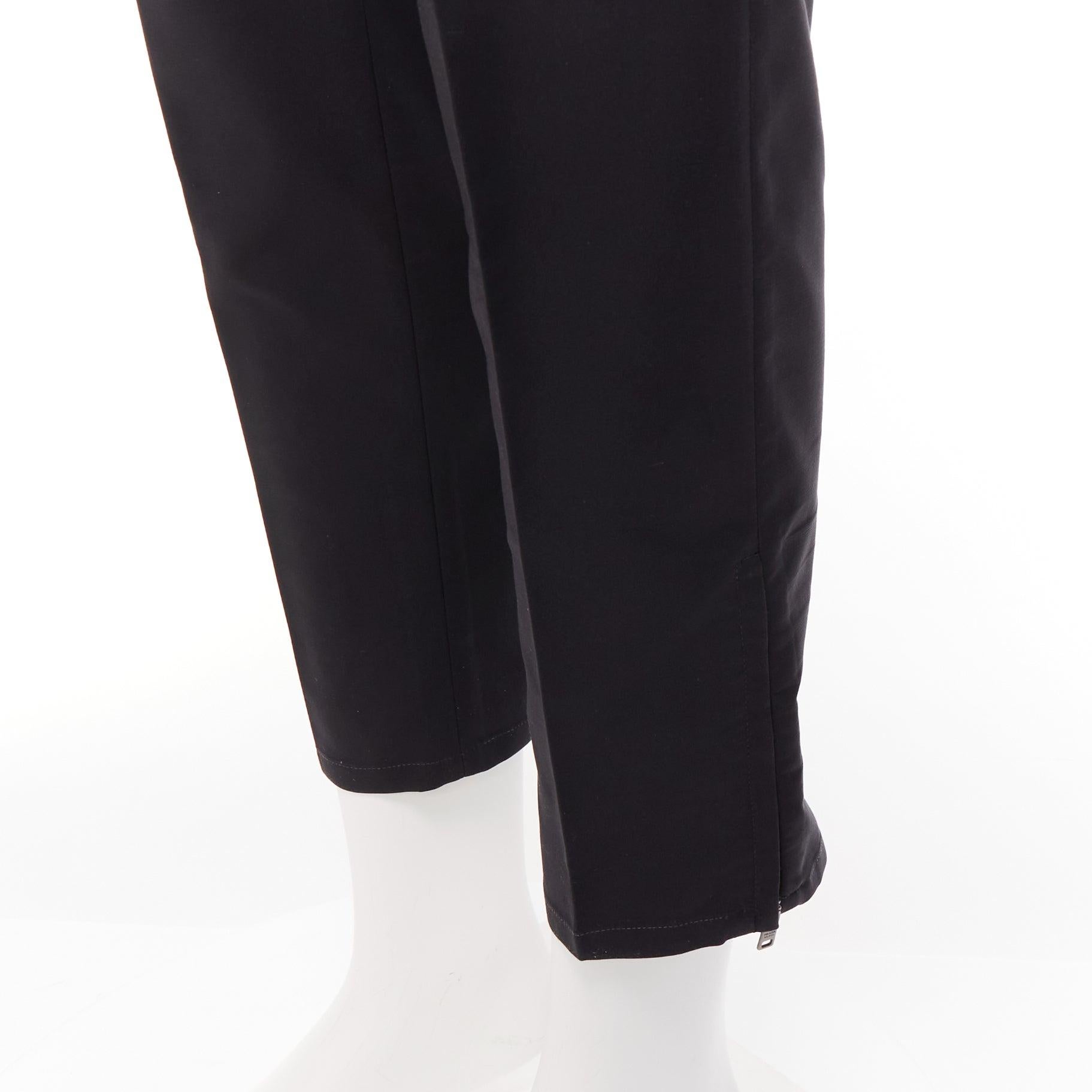 PRADA 2017 black nylon side zip tapered cropped dress pants IT48 M For Sale 3