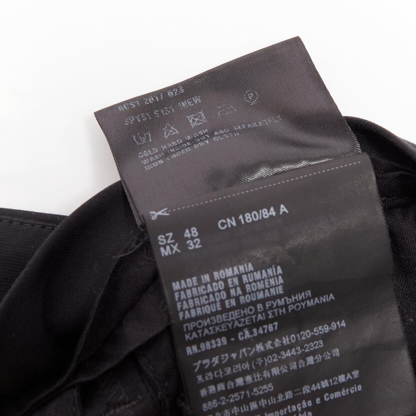 PRADA 2017 black nylon side zip tapered cropped dress pants IT48 M For Sale 4