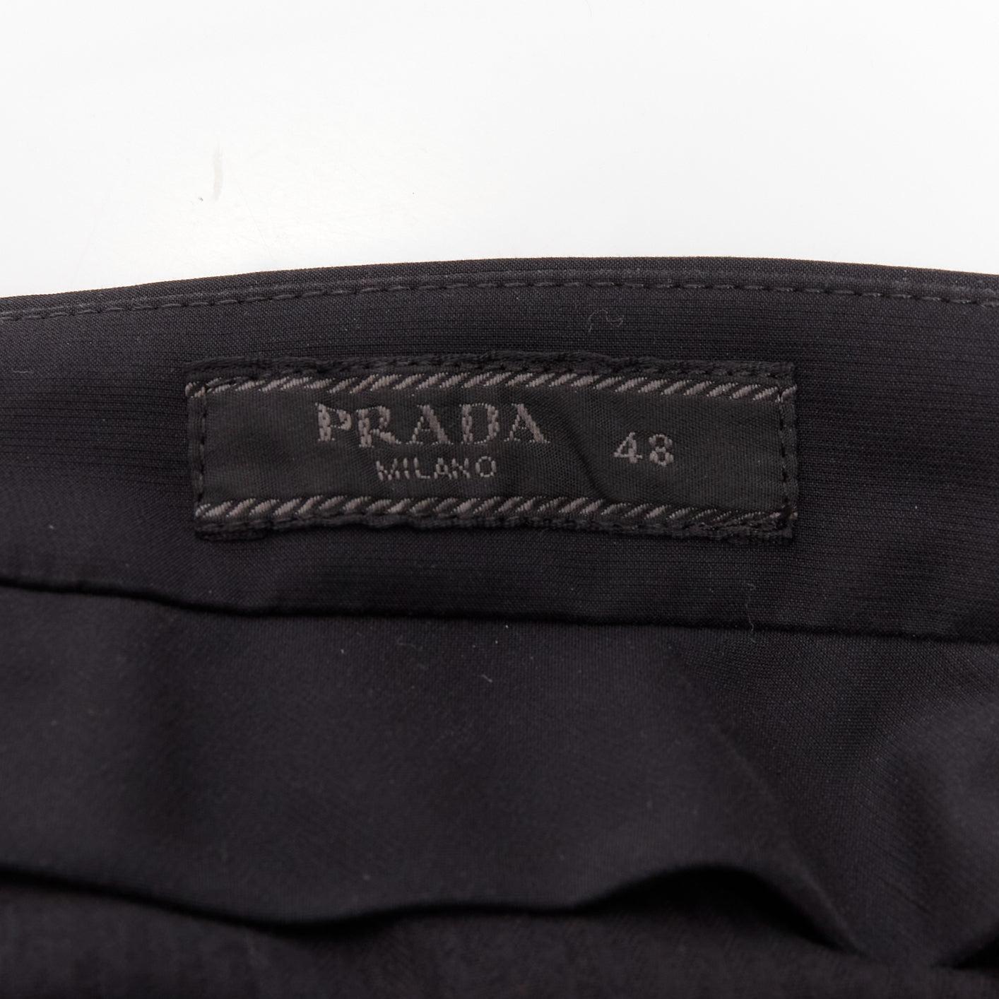 PRADA 2017 black nylon side zip tapered cropped dress pants IT48 M For Sale 5