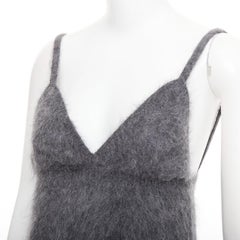 Prada 2017 - Top camisole à bretelles en mohair gris duveteux IT38 XS