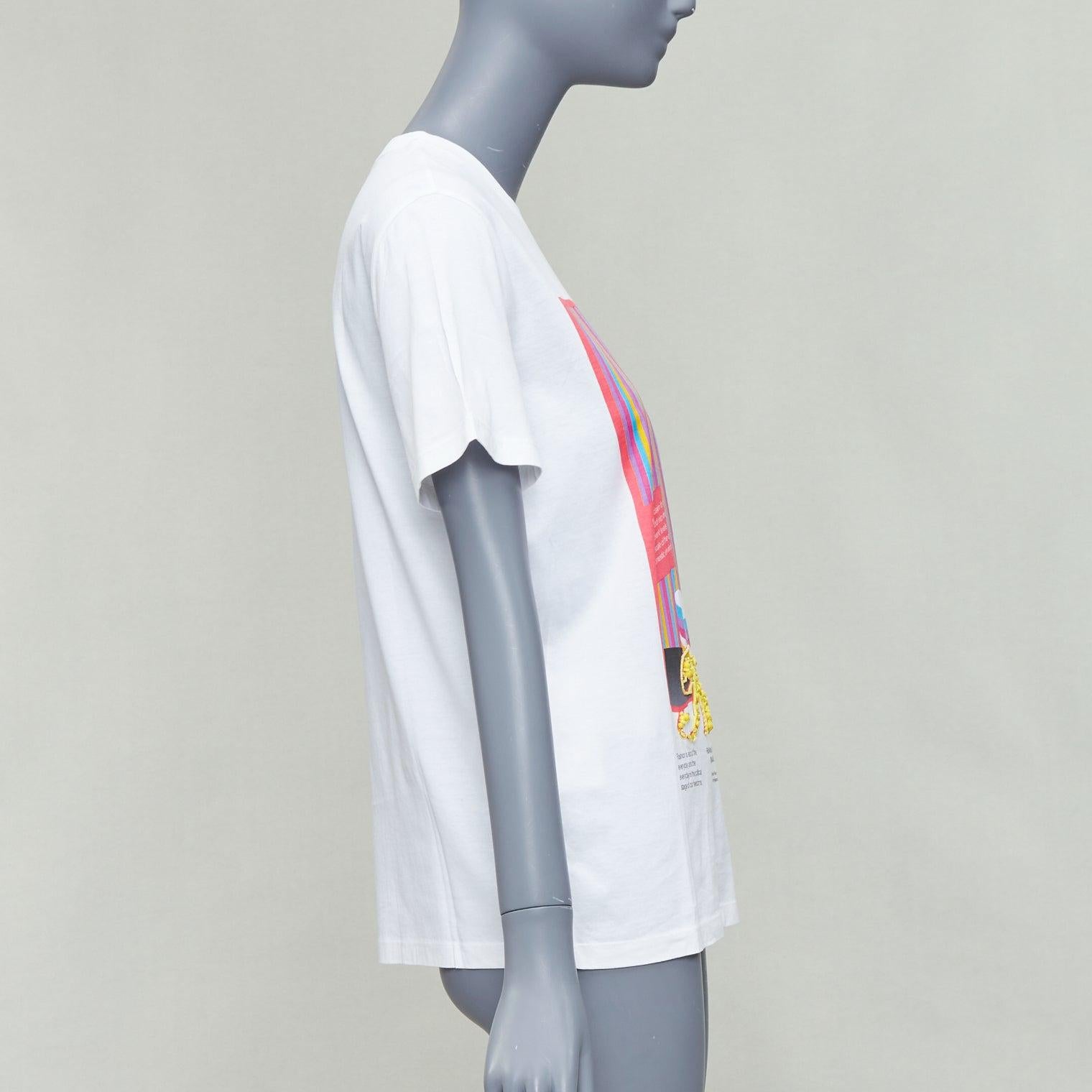 PRADA 2017 OMA/AMO t-shirt à imprimé graphique rose et jaune perlé logo XS Bon état - En vente à Hong Kong, NT