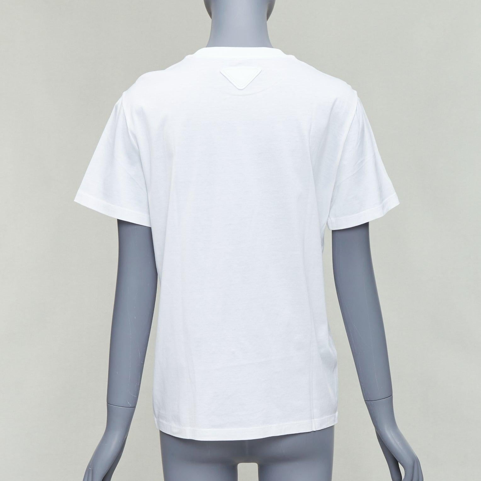 PRADA 2017 OMA/AMO t-shirt à imprimé graphique rose et jaune perlé logo XS Pour femmes en vente