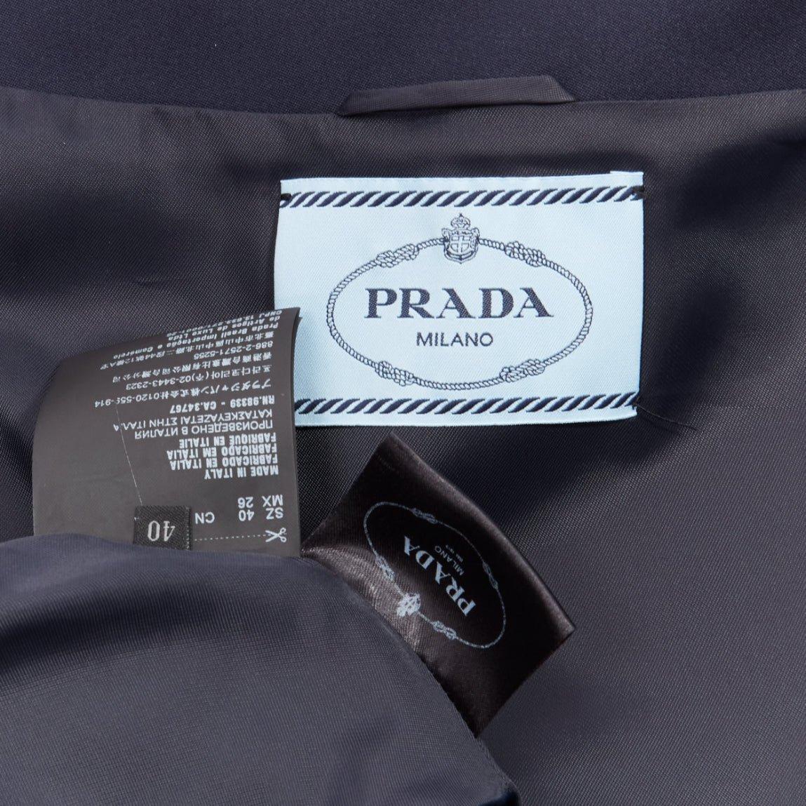 PRADA 2017 orange pink logo rubber patch navy bateau cropped jacket IT40 S 4