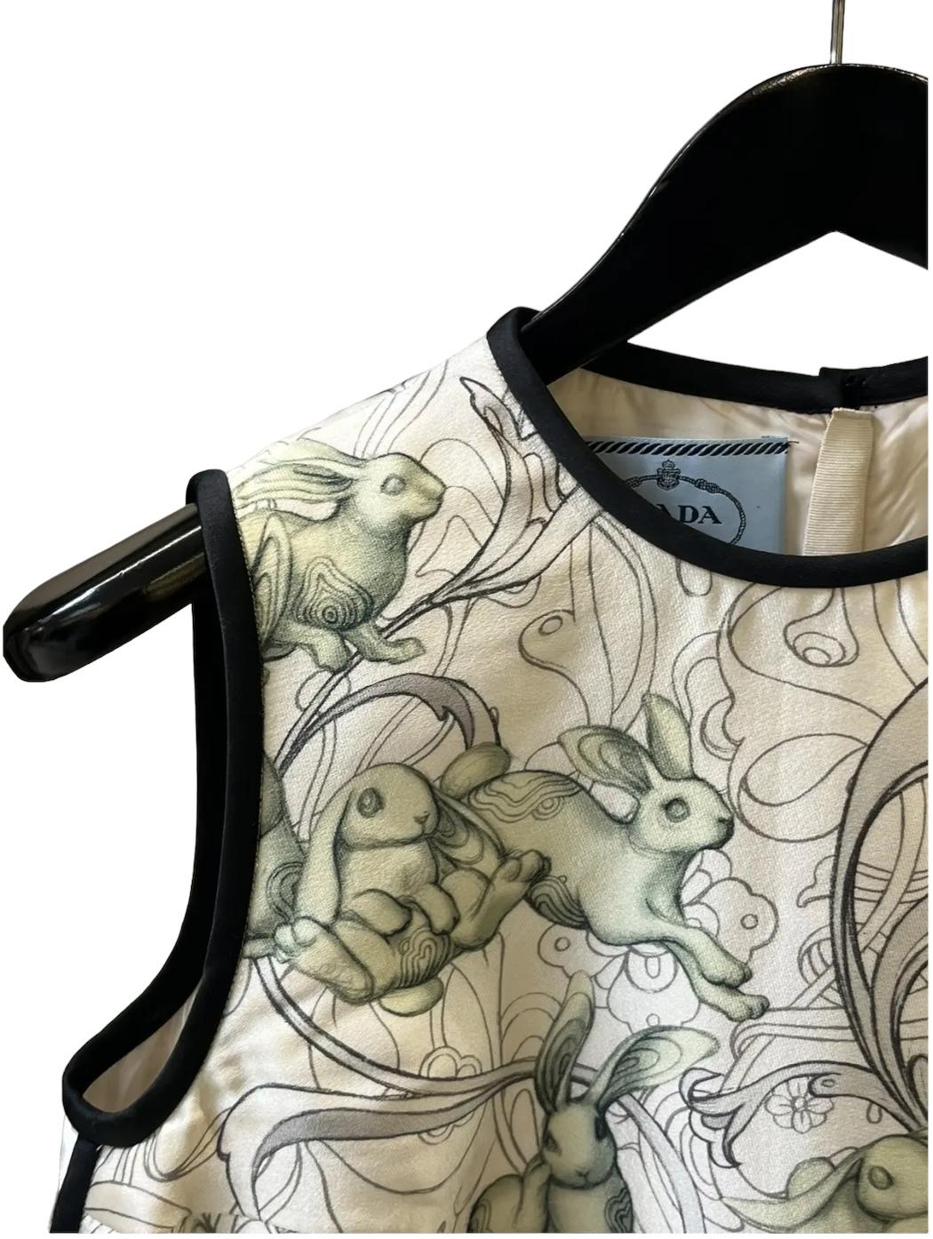 Prada 2017 Rabbit A-Line Silk Dress For Sale 2