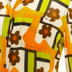 PRADA 2017 Runway green orange Mod graphic floral print viscose shirt IT40 S