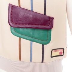 PRADA 2017 Runway leather colorblocked geometric pocket sweater vest IT36 XXS