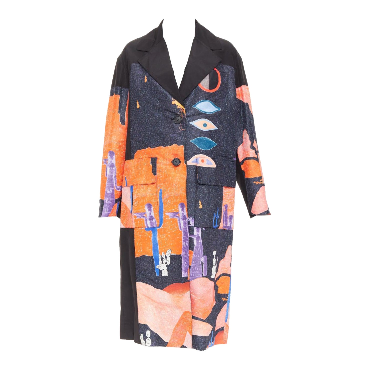 PRADA 2017 Runway Vendemiaire cappotto con stampa grafica pop art IT38 XS Anna Wintour