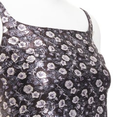 PRADA 2017 silver metallic brocade square neck crop top high waist short IT36