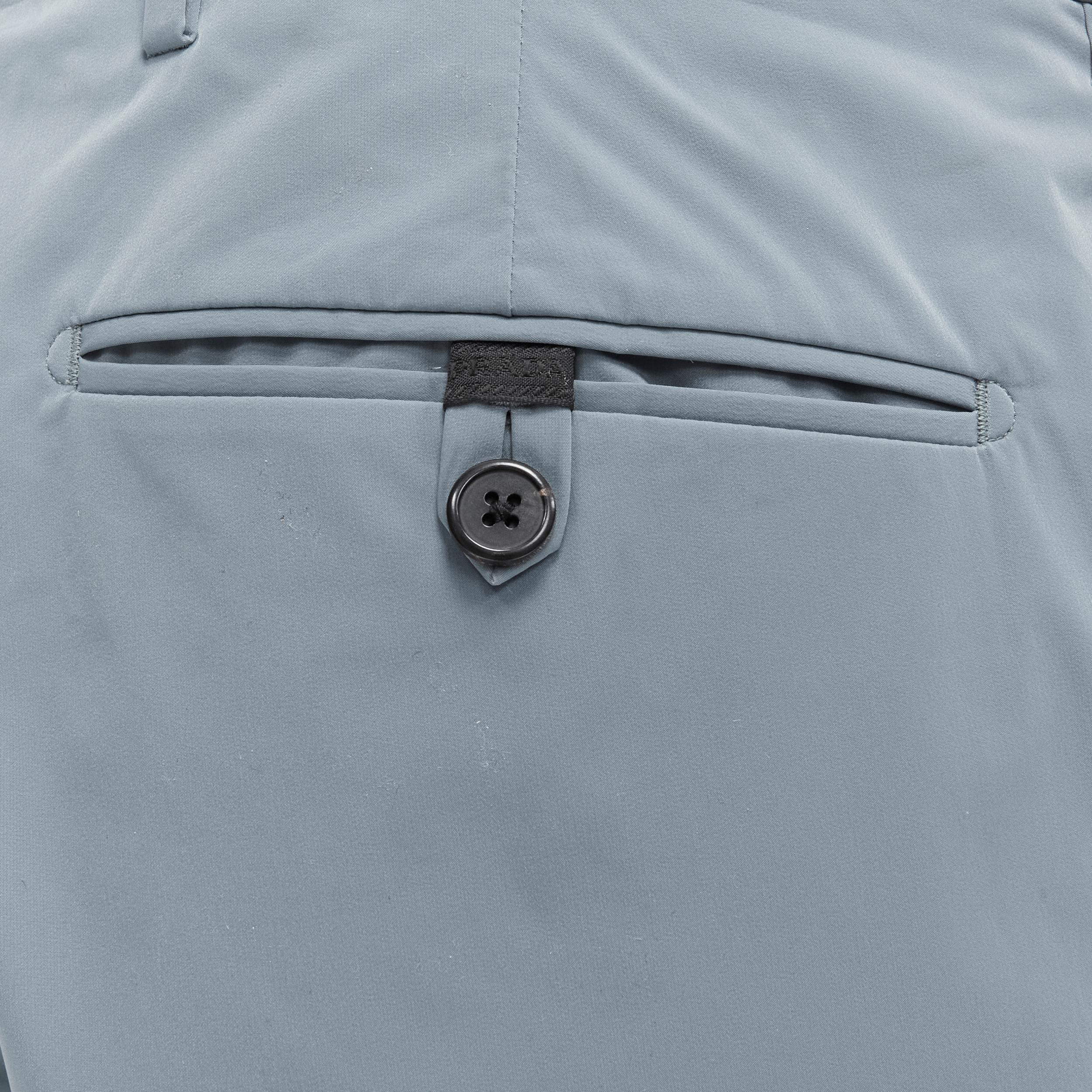 PRADA 2017 teal blue polyester blend logo tag back pocket trousers pants IT48 M 2
