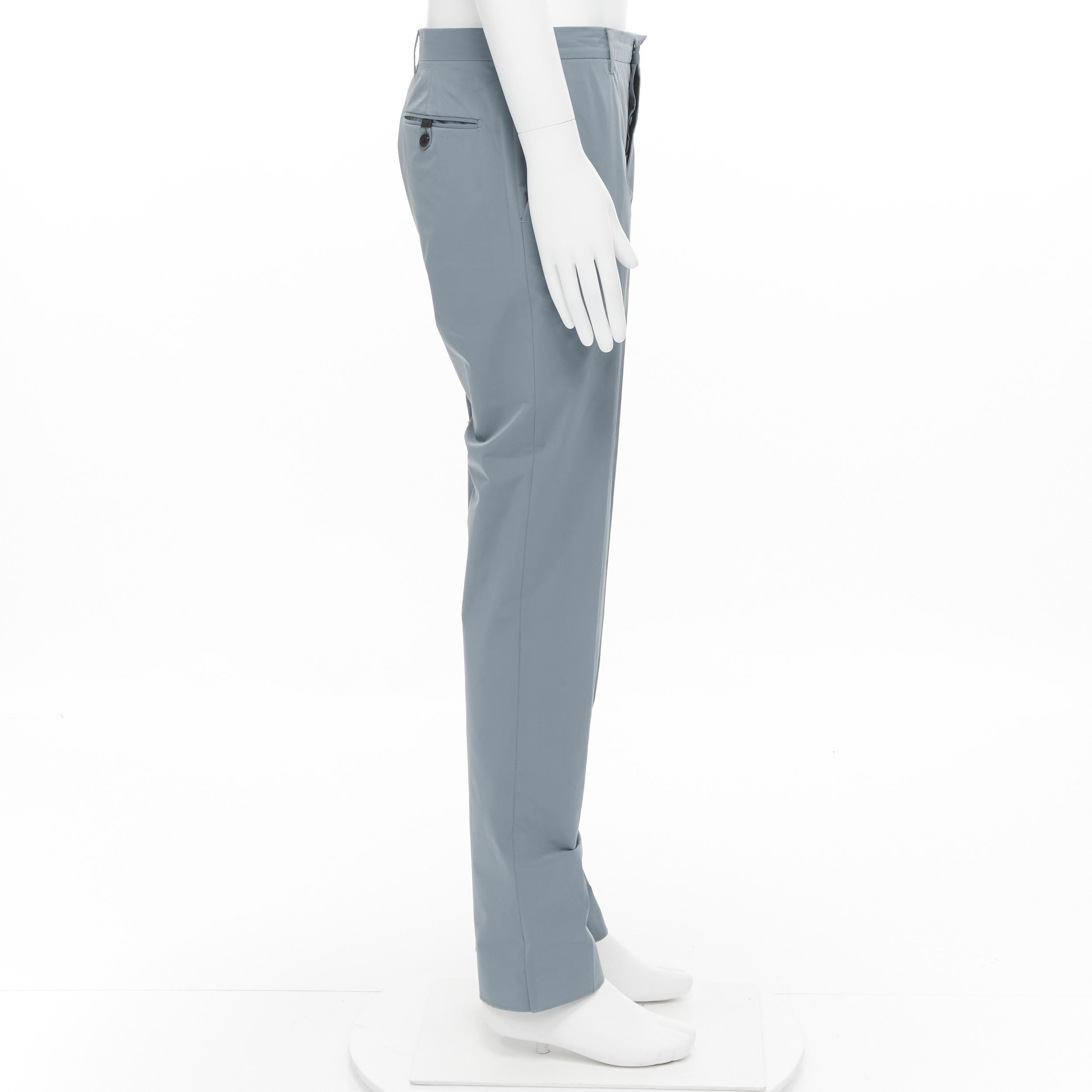 Blue PRADA 2017 teal blue polyester blend logo tag back pocket trousers pants IT48 M