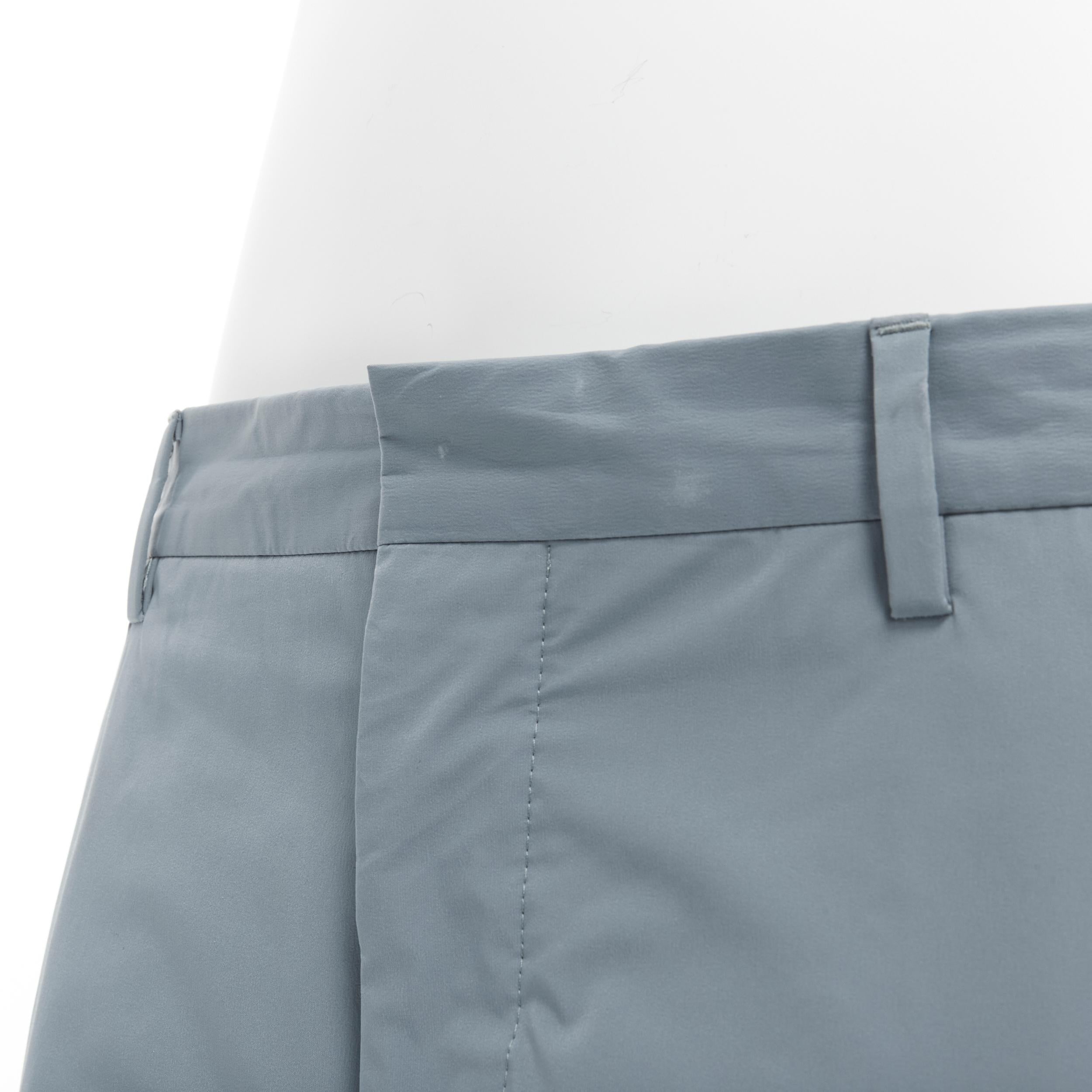 Men's PRADA 2017 teal blue polyester blend logo tag back pocket trousers pants IT48 M