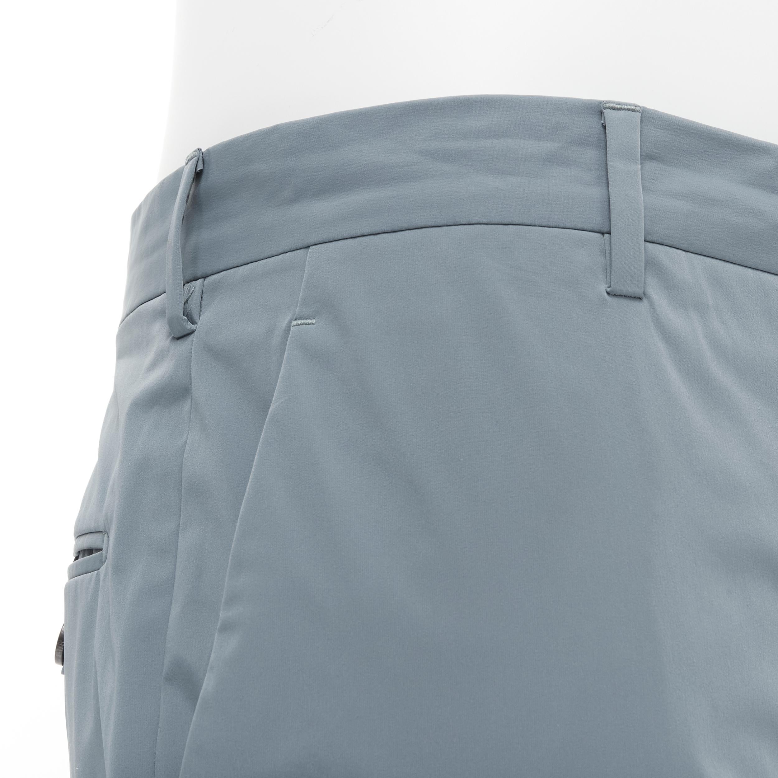 PRADA 2017 teal blue polyester blend logo tag back pocket trousers pants IT48 M 1