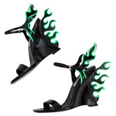 Prada 2018 Black and Green Flame Wedges (37)