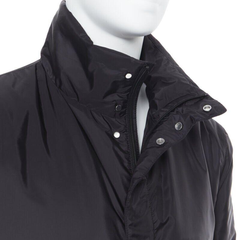 PRADA 2018 black nylon triangle rubber logo detail padded jacket IT50 L For Sale 3