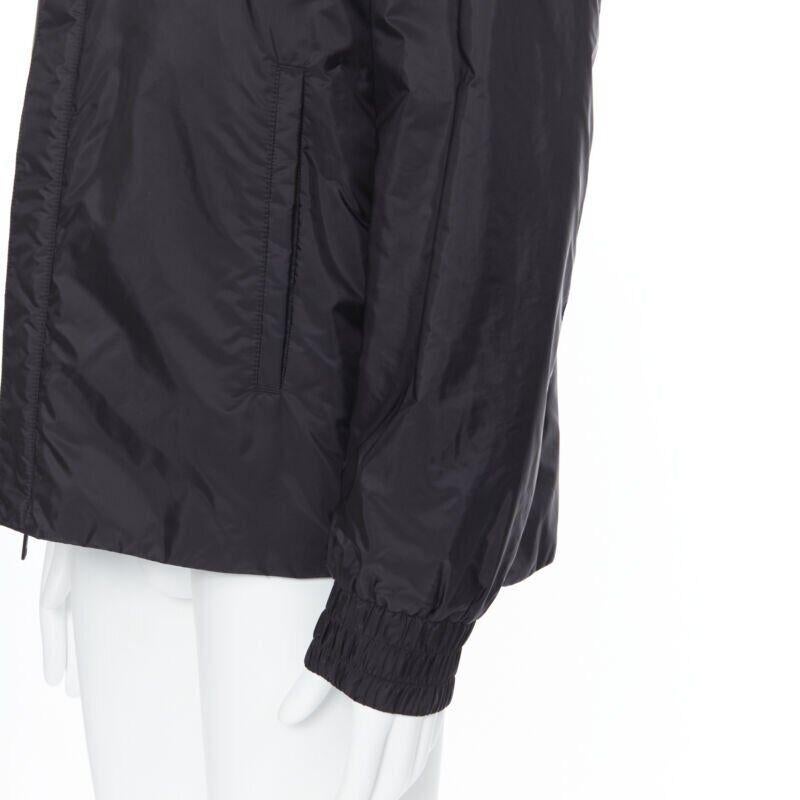 PRADA 2018 black nylon triangle rubber logo detail padded jacket IT50 L For Sale 4