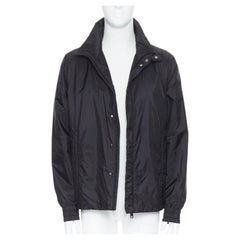 PRADA 2018 black nylon triangle rubber logo detail padded jacket IT50 L