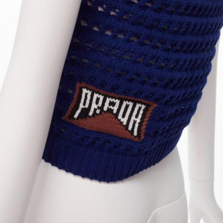 PRADA 2018 azul marrón negro logo crochet punto camiseta de tirantes IT36 XXS Púrpura en venta