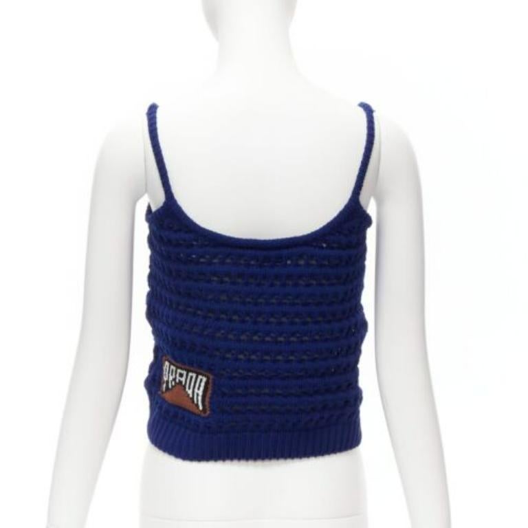 PRADA 2018 azul marrón negro logo crochet punto camiseta de tirantes IT36 XXS en venta 1