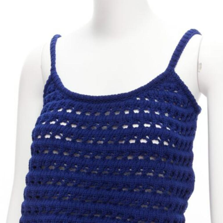 PRADA 2018 azul marrón negro logo crochet punto camiseta de tirantes IT36 XXS en venta 2