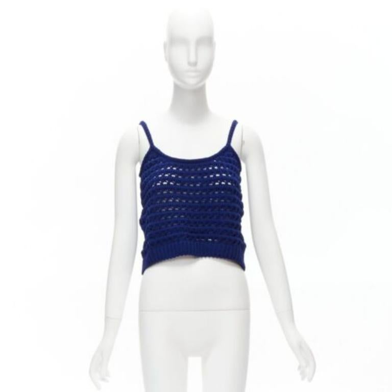 PRADA 2018 azul marrón negro logo crochet punto camiseta de tirantes IT36 XXS en venta 4