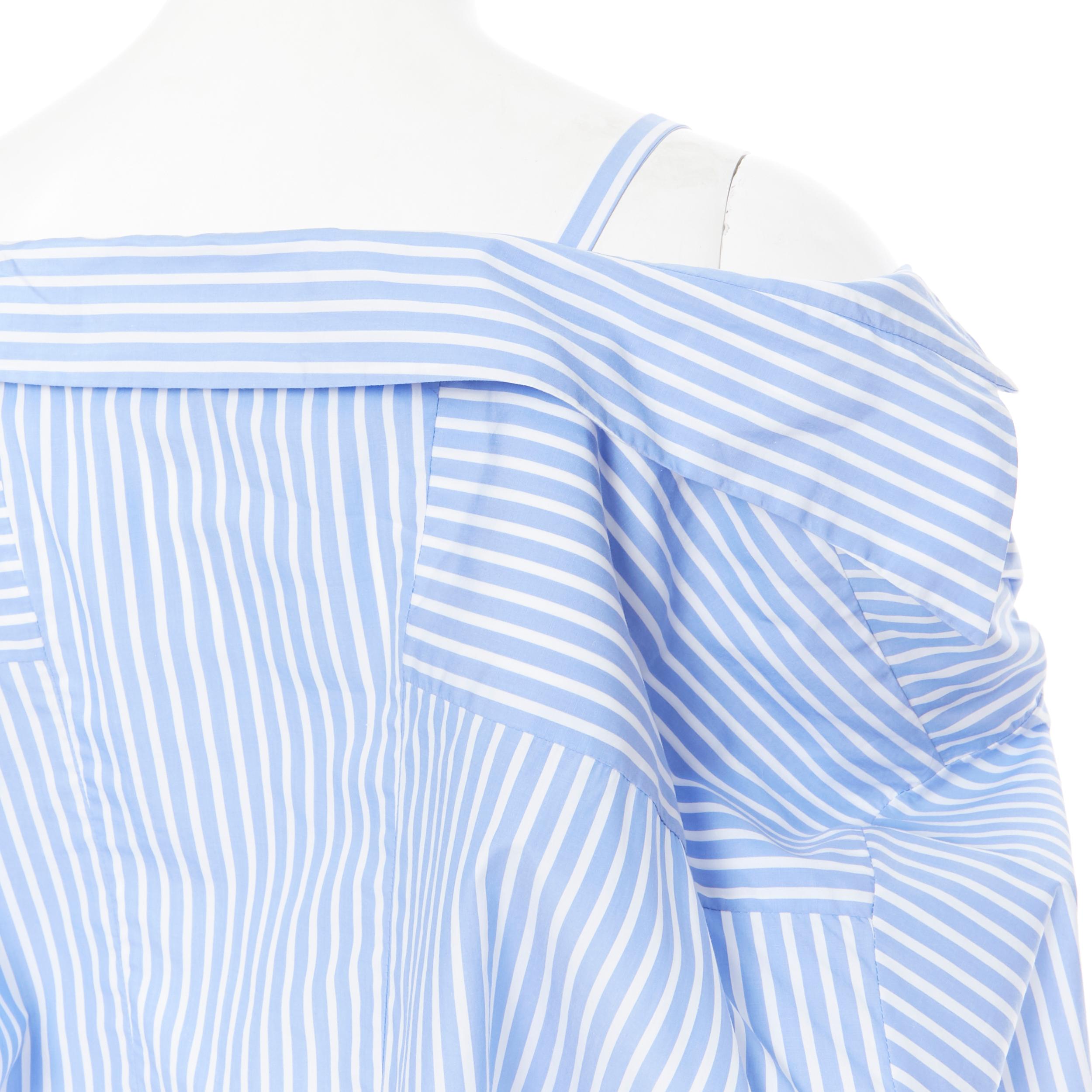 PRADA 2018 camicia oversize in cotone a righe bianche e blu IT38 XS 4
