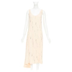 PRADA 2018 blush crepe crystal embellished asymmetric midi dress IT38 XS