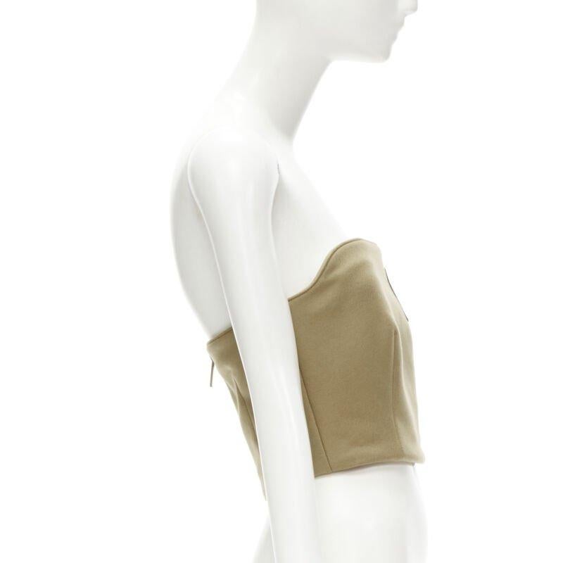 PRADA 2018 Brown Sports Logo rubber badge wool strapless bustier bustier S Excellent état - En vente à Hong Kong, NT