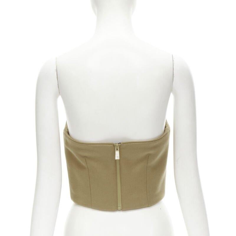 PRADA 2018 Brown Sports Logo rubber badge wool strapless bustier bustier S Pour femmes en vente