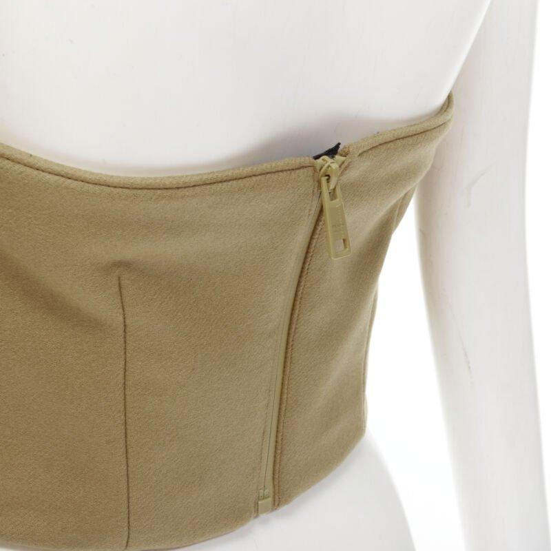 PRADA 2018 Brown Sports Logo rubber badge wool strapless bustier bustier S en vente 2